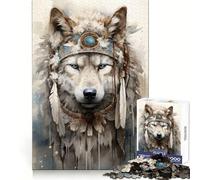 Spiritual Arctic Wolf Jigsaw 1000 Pieces for Teenagers Mind Exercise Toy Relaxing Fun Design Assembly Perfect Present 50x75cm