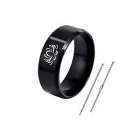 Spiritual Buddha Om Protection Jewellery-Stainless Steel Buddhism Lotus Flower Yoga Meditation Prayer Amulet Finger Band Ring Pendant Free Necklace Chain Religious Buddhist Meditating Jewellery,Size 9