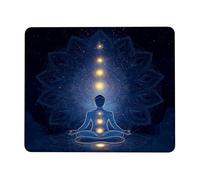 Spiritual Chakra Meditation Mouse Pad, Blue Cosmic Energy Flow Design, Ideal for Relaxation and Mindfulness, Non-Slip Rubber Gaming Mat for Home and Office Use Square 8x10 Inch