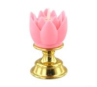Spiritual Decorative Lotus Lamp with Golden Bottom and LED Candle Light Simulation for Home and Event Decor (peach)