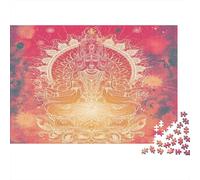 Spiritual Deity-Indian Sacred Art Jigsaw Puzzles for Adults: Pink Mandala Deity Educational Games for The Whole Family Women 38x26cm/1000pcs