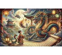 Spiritual Dragon Companion 1000 Piece Jigsaw Puzzle,Gift Idea,Adults & Kids 14+,Whimsical Challenge,Premium Cardboard,Educational Toy,Home Wall Decor,Stress Relief 52x38cm