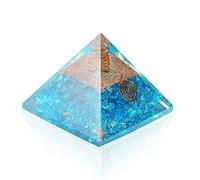 Spiritual Elementz Reiki Charged Chakra Healing Turquoise Orgone Pyramid (3' Inch) with Clear Crystal Gemstone Copper Metal (Stone For Cleanse Your Energy Centers)