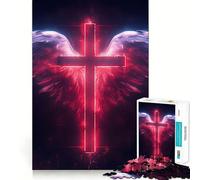 Spiritual Faith Cross Adults Puzzles 1000 Piece Jigsaws Mind Exercise Toy Relaxed Mind Design Assembly Santa Wish Gift 38x26cm