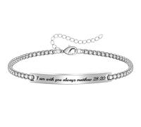 Spiritual Gifts for Men Teen Stocking Stuffers Men Bracelets I Love You Gifts for Him Adjustable Bar Silver Bracelet Birthday Christian Gift Motivational Encouragement Jewelry for Son Grandson Husband