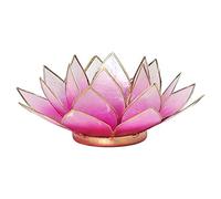 Spiritual Gifts Lotus Shaped Tea Light Candle Holder Made of Capis Shell and edged in Gold coloured metal. Lotus is finished in a Light Pink Colour (. Candle not included)