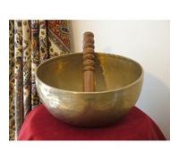 Spiritual Gifts Tibetan Buddhist Large Hand Beaten Singing Bowl; 8.5in Diameter; 1392grams Weight. Produced in Nepal. Playing Stick Included
