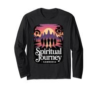 Spiritual Journey Cambodia, Buddhist Monks Fun Sunset Temple Long Sleeve T-Shirt