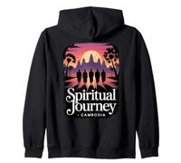 Spiritual Journey Cambodia, Buddhist Monks Fun Sunset Temple Zip Hoodie