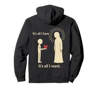 Spiritual Love Minimalist Stick Small Figure Heart Design Pullover Hoodie