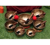 Spiritual Seven Chakra Notes Tiger Eye Set of 7 Singing Bowls From India-Meditation Bowl-Tibetan Singing Bowl- Blessing Bowls From Monk