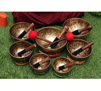 Spiritual Seven Chakra Notes Tiger Eye Set of 7 Singing Bowls From India-Meditation Bowl-Tibetan Singing Bowl- Blessing Bowls From Monk