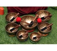 Spiritual Seven Chakra Notes Tiger Eye Singing Bowl Set of 7 - Meditation Bowl - Tibetan Singing Bowl - Blessing Bowls From Monk