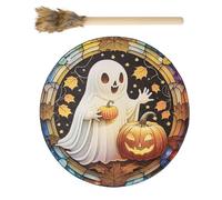 Spiritual Shaman Drum | Shamanic Hand Drum | Meditation Hand Drum | Shamanic Percussion Instrument | Unique Ghost Pumpkin Drum with Included Stick for Meditation, Reflection, and Ritual Music