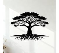 Spiritual Tree icon with Delicate Branches and Rooted Base Wall Stickers Paster Paper 38x51.1cm Car Body Decoration Black