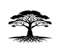 Spiritual Tree icon with Delicate Branches and Rooted Base Wall Stickers Paster Paper 38x51.1cm Car Body Decoration Black