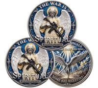 Spiritual Warfare Challenge Coin - Double-Sided Angel Warrior Religious Pocket Token, Armed By Faith Christian Defense Medallion, Inspirational Defense Gifts for Men, Women Believers (3pcs)