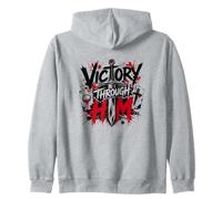 Spiritual Warfare Cross Sword Victory Zip Hoodie