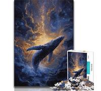 Spiritual Whale Jigsaw Puzzles for Adults Teenagers Jigsaws Puzzle,Brain Intelligence Challenge Addictive Toys for Home Decoration (75x50cm)