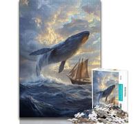 Spiritual Whale Jigsaw Puzzles for Teenagers,Decompressing Intellectual Educational Toy Suitable for Desktop Decoration (38x26cm)