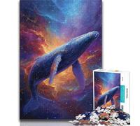 Spiritual Whale Jigsaws Puzzles 1000 Pieces for Adults Gifts,Stress Reliever Staycation Kill Time with Matching Poster And Trivia Sheet 38x26cm