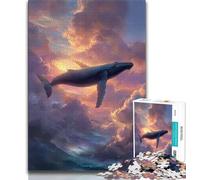 Spiritual Whale Puzzles for Adults Teens 1000 Pieces,Stress Reliever Staycation Kill Time with Matching Poster And Trivia Sheet (38x26cm)