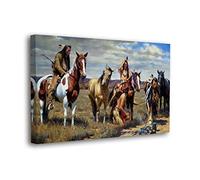 SpiritualHands Native American Indian Decor for Office Wall Art , Framed Art Canvas Western Home Decor Native American Art for Southwestern Decor, Print Wall Canvas Indian Decorations, Wolf Decor