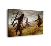 SpiritualHands Native American Indian Decor for Office Wall Art , Framed Art Canvas Western Home Decor Native American Art for Southwestern Decor, 8"x12",Ready to Hang)
