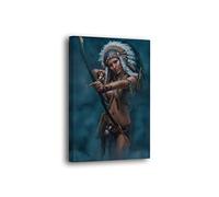 SpiritualHands Native American Indian Decor for Office Wall Art , Framed Art Canvas Western Home Decor Native American Art for Southwestern Decor, Print Wall Canvas Indian Decorations, Wolf Decor