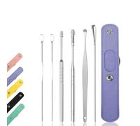 Spiritualw Earwax Cleaner Tool Set,Professional Ear Cleaning Master in 2025,360°Spiral Ear Massage Cleaning Tool,6PCS Satinless Steel Ears Pick Earwax Removal Sit with PU Leather Case (Purple)