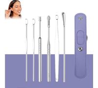 Spiritualw Earwax Cleaner Tool Set, The Most Professional Ear Cleaning Master in 2025, 360°Spiral Ear Massage Cleaning Tool, Stainless Steel Ears Cleansing Tool with Pu Leather Case (Purple)
