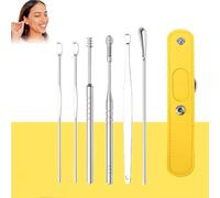 Spiritualw Earwax Cleaner Tool Set, The Most Professional Ear Cleaning Master in 2025, 360°Spiral Ear Massage Cleaning Tool, Stainless Steel Ears Cleansing Tool with Pu Leather Case (Yellow)