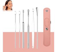 Spiritualw Earwax Cleaner Tool Set, The Most Professional Ear Cleaning Master in 2025, 360°Spiral Ear Massage Cleaning Tool, Stainless Steel Ears Cleansing Tool with Pu Leather Case (Pink)