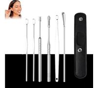 Spiritualw Earwax Cleaner Tool Set, The Most Professional Ear Cleaning Master in 2025, 360°Spiral Ear Massage Cleaning Tool, Stainless Steel Ears Cleansing Tool with Pu Leather Case (Black)