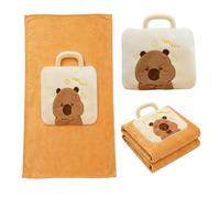 Spiritzohic 2-in-1 Blanket & Pillow Set, Capybara Pillow Blankets for Kids, Capybara Travel Throw Blanket, Portable Foldable Throw for Airplane Camping Home Office Travel 160x100cm-A