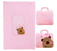 Spiritzohic 2-in-1 Blanket & Pillow Set, Capybara Pillow Blankets for Kids, Capybara Travel Throw Blanket, Portable Foldable Throw for Airplane Camping Home Office Travel 160x100cm-C