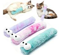 Spiritzohic 3 Pack Cat Toys Pillows with Catnip Inside, Interactive Caterpillar-Shaped Cat Teeth Toy, Cat Kicker Toy Pillows, Gradient Color Plush Cats Toys for Interactive Indoor Play and Exercise