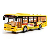 Spiritzohic Bus Car, Bus Model Car Play Vehicles Pull Back Vehicle Alloy Diecast Vehicles Mould Pull-Back Buss Play Vehicle with Lights and Sounds City Cars Model Gift for Birthday Carnival(Yellow)