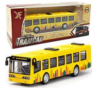Spiritzohic Bus Car, Play Vehicles Bus Model Car Pull Back Vehicle Alloy Diecast Vehicles Mould Pull-Back Buss Cars Model Mini Friction Powered City Play Vehicle Gift for Birthday Carnival(Yellow)