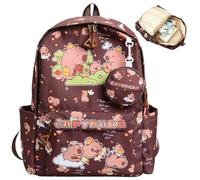 Spiritzohic Capybara Backpacks, Capybara Children's Schoolbag Lightweight Rucksack Cartoon Book Bag Cartoon School Bags Animal Backpack Kids Bookbag School Daypack Travel Bag for Kids(Brown)