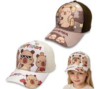 Spiritzohic Capybara Baseball Cap for Kids, 2PCS Sun Hat Cartoon Embroidered Peaked Cap Adjustable Caps with Back Buckle Baseball Caps Outdoor Sports Hat Summer Outdoor Accessories for Girls and Boys