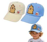Spiritzohic Capybara Baseball Cap for Kids, 2PCS Sun Hat Cartoon Embroidered Peaked Cap Adjustable Caps with Back Buckle Outdoor Sports Hat Baseball Caps Summer Outdoor Accessories for Girls and Boys