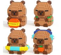 Spiritzohic Capybara Building Blocks, 4PCS Capybara DIY Building Sets 3D Puzzle Brick Animals Buildings Bricks Micro Buildings Block Set Creativity Bricks Micro Construction Bricks Gift for Birthday