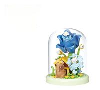 Spiritzohic Capybara Peony Flower Bouquet Building Blocks Set with Base & Dust Cover, DIY Simulation Flower Model Kit, Collectible Decor Gift Toy for Kids and Adults