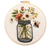 Spiritzohic Embroidery Kit, DIY Embroidery Starter Kit Punch Needle Kit with Flower Pattern Design Complete Embroidery Starter Kit with Patterns Threads and Needles Ideal for Relaxation and Crafting