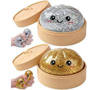 Spiritzohic Giant Dumpling Squishy, Dumpling Squishy Toy, 2 Pcs Giant Dumplings Toy with Steamer Box, Soft Mystery Dumplings Squeeze Dough Hand Fidget Toys, Funny Slow-Rise Stress Toys-13