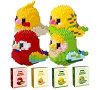 Spiritzohic Parrot Building Blocks, 4PCS Micro Buildings Bricks DIY Blocks 3D Puzzle Brick Micro Buildings Block Set Building Figures Ornaments 3D Puzzle Brick Construction Bricks Gift for Birthday