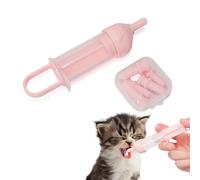 Spiritzohic Puppy Syringe Feeder, Kitten Feeding Syringes Pet Feeding Kit 2 Syringes and 10pcs Replaceable Nipples Anti-chocking Design Nursing Supplies for Newborn Pets (Pink)