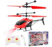 Spiritzohic Remote Control Helicopter, RC Helicopters with LED Light Aircraft Model Radio Controlled Aircraft Indoor RC Flying Gift for Birthday, Christmas(Red)