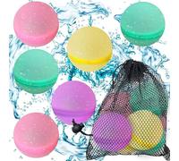 Spiritzohic Reusable Water Balls, 6Pcs Self Sealing Magnetic Water Balls with Mesh Bag, Fast Fillable Water Bombs, Summer Toys Ball for Pool and Backyard Fun, Beach Balls for Teens and Adults